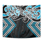 Blue Aotearoa Tukutuku Manawa Tapu Tapestry Ta Moko Toi Maori