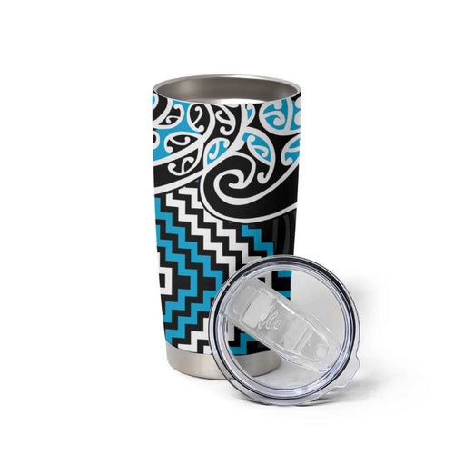 Blue Aotearoa Tukutuku Manawa Tapu Tumbler Cup Ta Moko Toi Maori