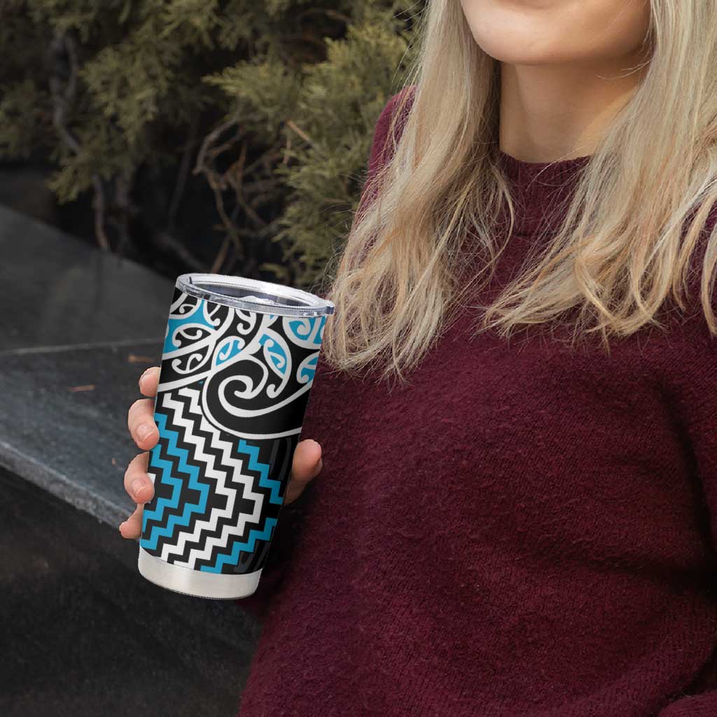 Blue Aotearoa Tukutuku Manawa Tapu Tumbler Cup Ta Moko Toi Maori