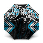Blue Aotearoa Tukutuku Manawa Tapu Umbrella Ta Moko Toi Maori - Aussie Hoodie