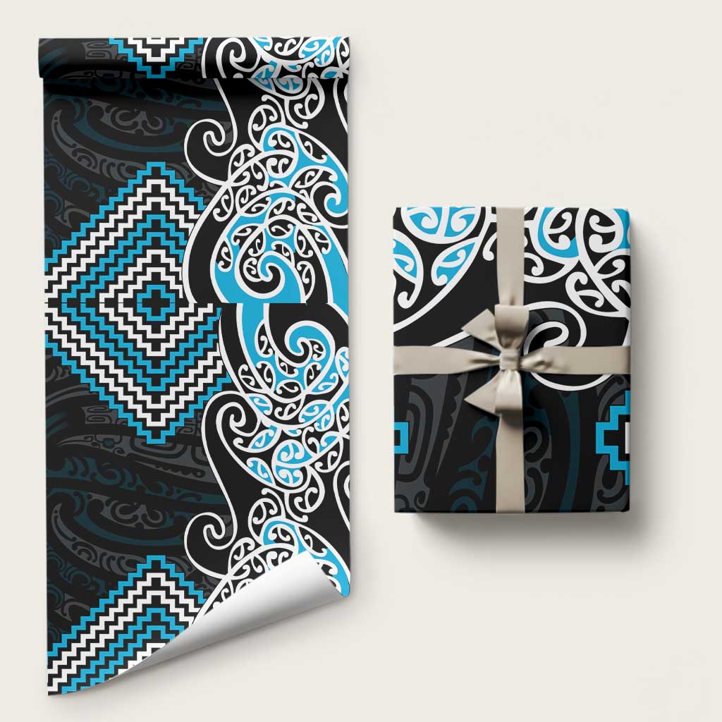 Blue Aotearoa Tukutuku Manawa Tapu Wrapping Paper Ta Moko Toi Maori - Aussie Hoodie