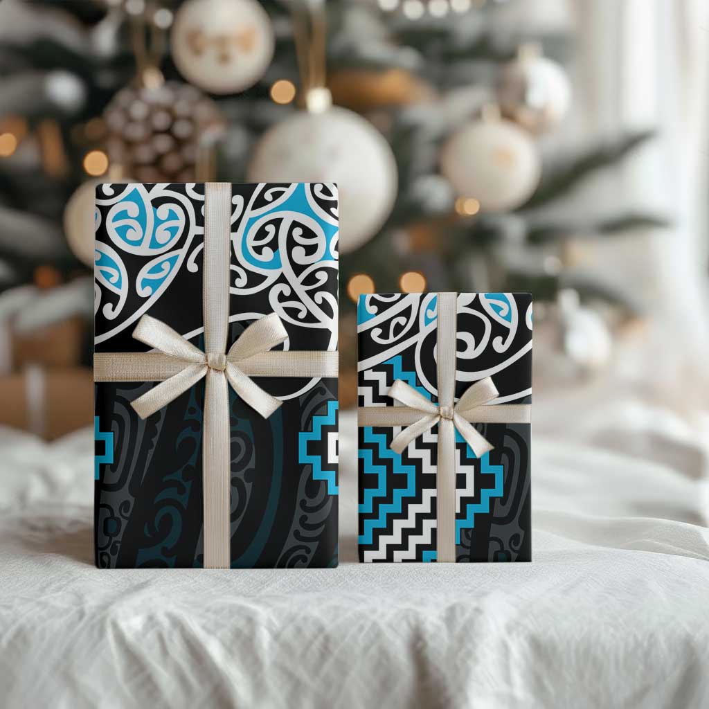 Blue Aotearoa Tukutuku Manawa Tapu Wrapping Paper Ta Moko Toi Maori - Aussie Hoodie