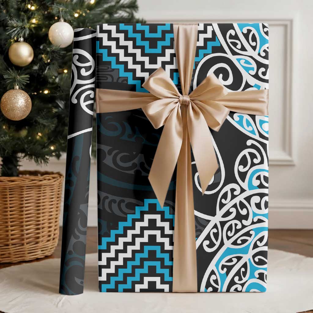 Blue Aotearoa Tukutuku Manawa Tapu Wrapping Paper Ta Moko Toi Maori - Aussie Hoodie