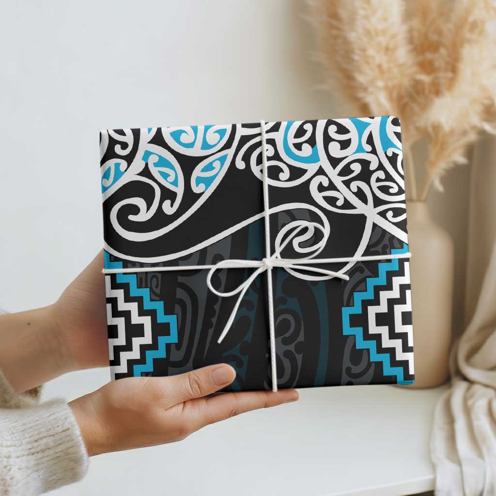 Blue Aotearoa Tukutuku Manawa Tapu Wrapping Paper Ta Moko Toi Maori - Aussie Hoodie