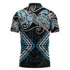 Blue Aotearoa Tukutuku Manawa Tapu Zipper Polo Shirt Ta Moko Toi Maori - Aussie Hoodie