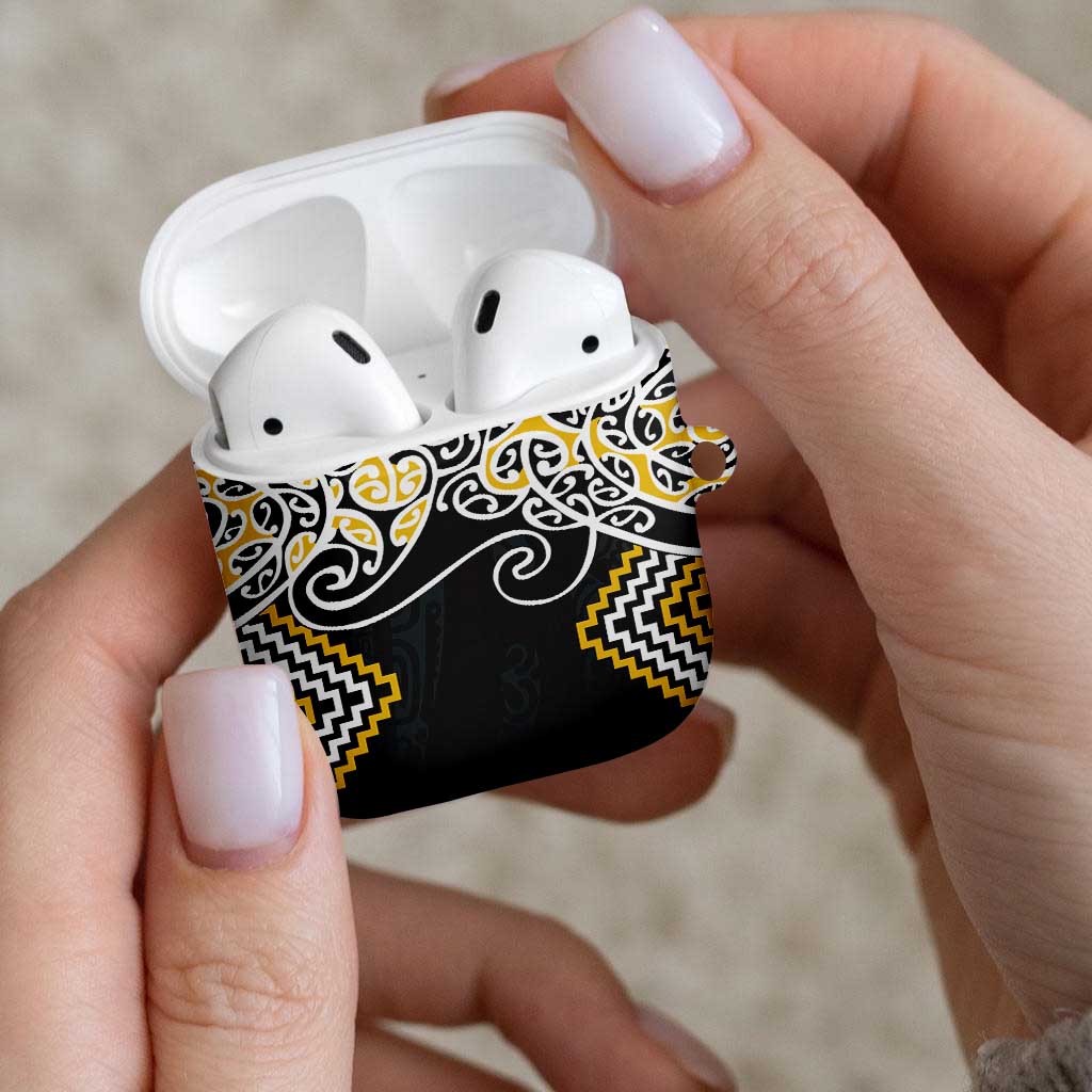 Gold Aotearoa Tukutuku Manawa Tapu AirPods Case Ta Moko Toi Maori - Aussie Hoodie
