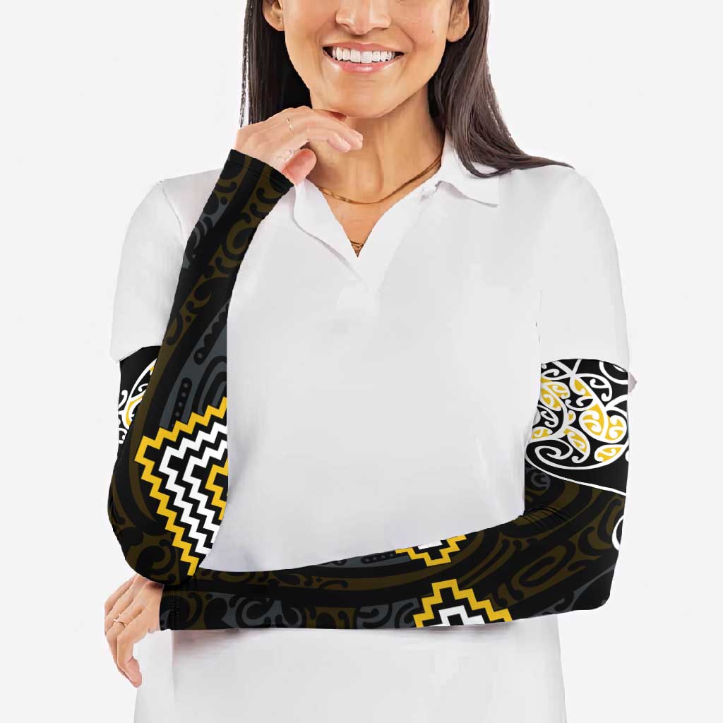 Gold Aotearoa Tukutuku Manawa Tapu Arm Sleeves Ta Moko Toi Maori - Aussie Hoodie