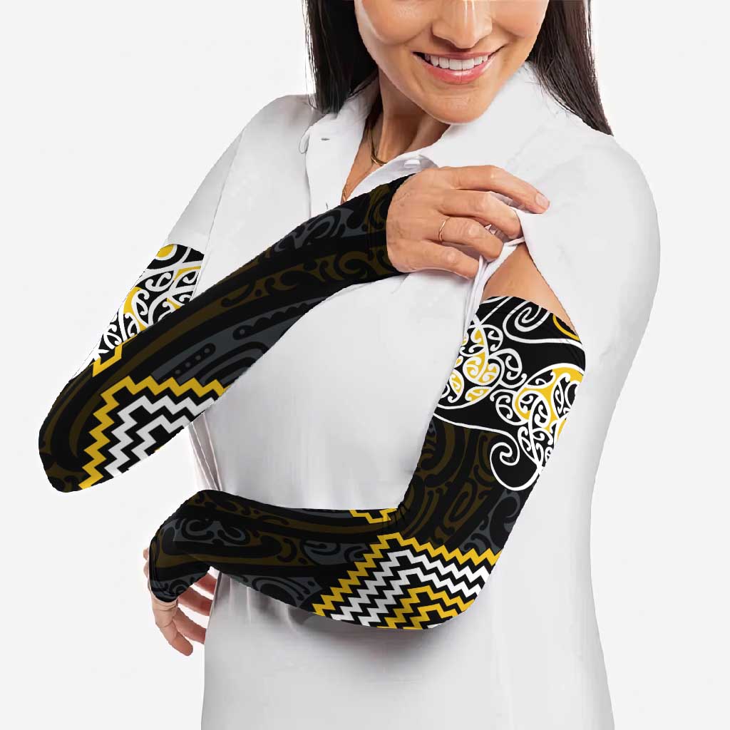 Gold Aotearoa Tukutuku Manawa Tapu Arm Sleeves Ta Moko Toi Maori - Aussie Hoodie