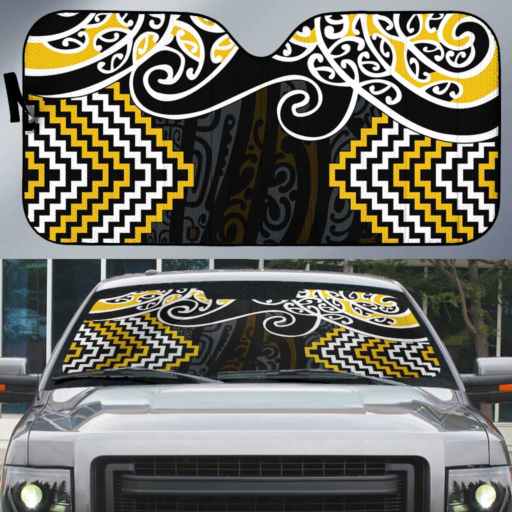 Gold Aotearoa Tukutuku Manawa Tapu Auto Sun Shade Ta Moko Toi Maori - Aussie Hoodie