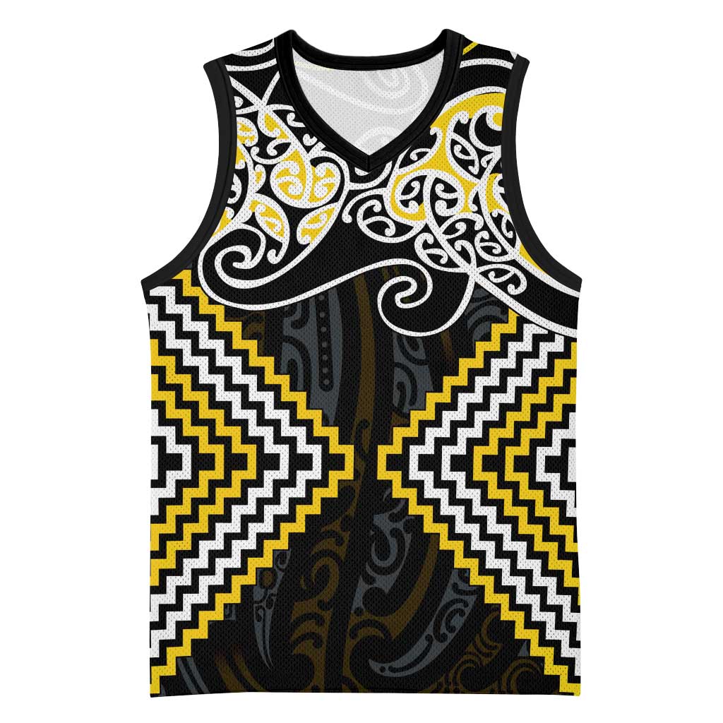 Gold Aotearoa Tukutuku Manawa Tapu Basketball Jersey Ta Moko Toi Maori - Aussie Hoodie