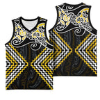 Gold Aotearoa Tukutuku Manawa Tapu Basketball Jersey Ta Moko Toi Maori - Aussie Hoodie