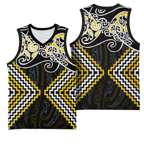 Gold Aotearoa Tukutuku Manawa Tapu Basketball Jersey Ta Moko Toi Maori - Aussie Hoodie
