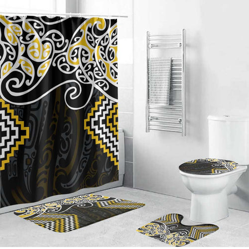 Gold Aotearoa Tukutuku Manawa Tapu Bathroom Set Ta Moko Toi Maori - Aussie Hoodie