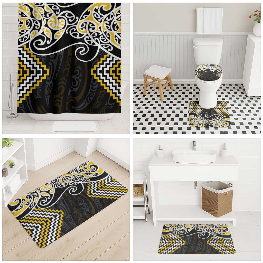 Gold Aotearoa Tukutuku Manawa Tapu Bathroom Set Ta Moko Toi Maori - Aussie Hoodie
