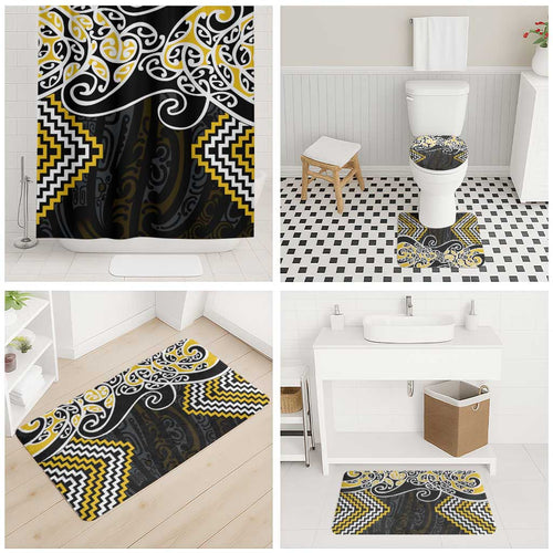 Gold Aotearoa Tukutuku Manawa Tapu Bathroom Set Ta Moko Toi Maori - Aussie Hoodie