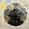 Gold Aotearoa Tukutuku Manawa Tapu Beach Blanket Ta Moko Toi Maori