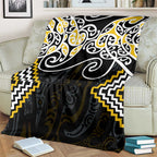 Gold Aotearoa Tukutuku Manawa Tapu Blanket Ta Moko Toi Maori