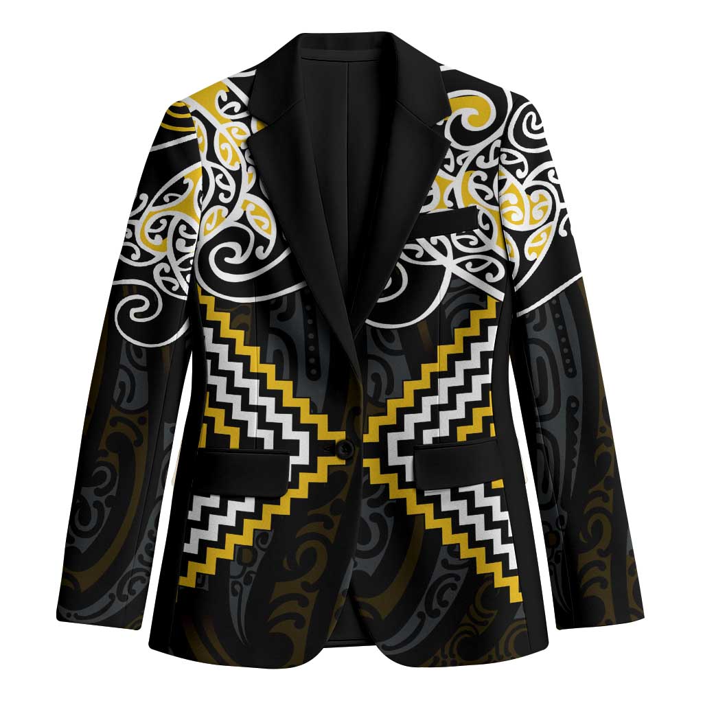 Gold Aotearoa Tukutuku Manawa Tapu Blazer Ta Moko Toi Maori - Aussie Hoodie