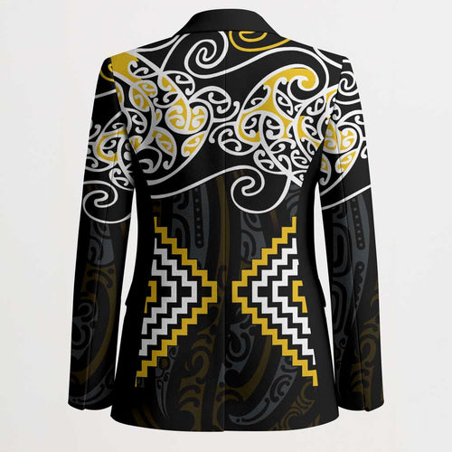 Gold Aotearoa Tukutuku Manawa Tapu Blazer Ta Moko Toi Maori - Aussie Hoodie