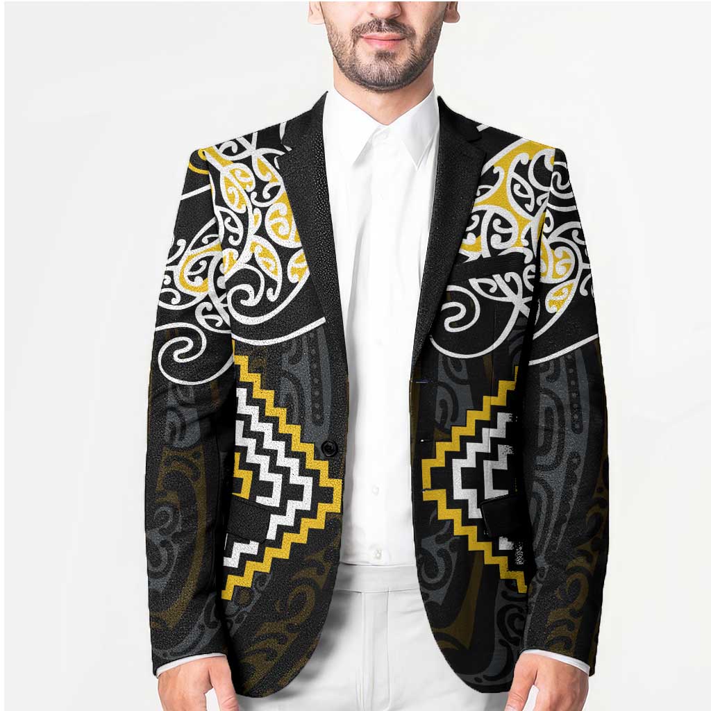 Gold Aotearoa Tukutuku Manawa Tapu Blazer Ta Moko Toi Maori - Aussie Hoodie