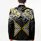 Gold Aotearoa Tukutuku Manawa Tapu Blazer Ta Moko Toi Maori - Aussie Hoodie