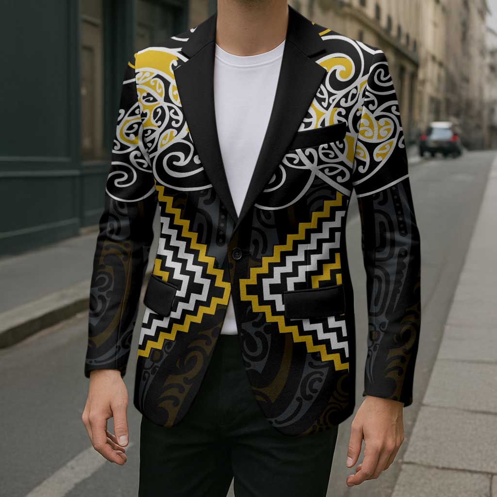 Gold Aotearoa Tukutuku Manawa Tapu Blazer Ta Moko Toi Maori - Aussie Hoodie