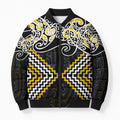 Gold Aotearoa Tukutuku Manawa Tapu Bomber Puffer Jacket Ta Moko Toi Maori - Aussie Hoodie