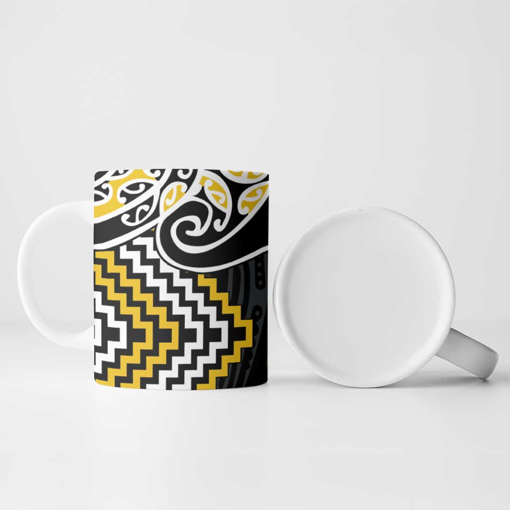 Gold Aotearoa Tukutuku Manawa Tapu Ceramic Mug Ta Moko Toi Maori - Aussie Hoodie