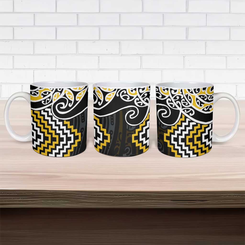 Gold Aotearoa Tukutuku Manawa Tapu Ceramic Mug Ta Moko Toi Maori - Aussie Hoodie