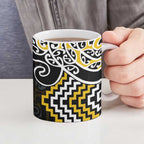 Gold Aotearoa Tukutuku Manawa Tapu Ceramic Mug Ta Moko Toi Maori - Aussie Hoodie