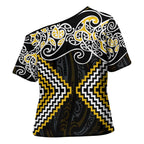 Gold Aotearoa Tukutuku Manawa Tapu Cross Shoulder Shirt Ta Moko Toi Maori - Aussie Hoodie
