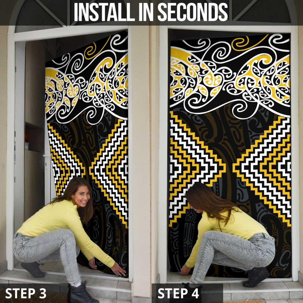 Gold Aotearoa Tukutuku Manawa Tapu Door Cover Ta Moko Toi Maori - Aussie Hoodie