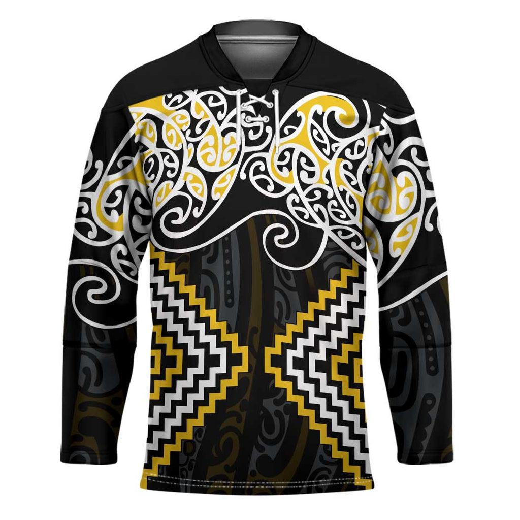 Gold Aotearoa Tukutuku Manawa Tapu Hockey Jersey Ta Moko Toi Maori - Aussie Hoodie
