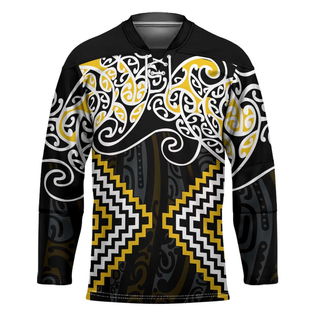 Gold Aotearoa Tukutuku Manawa Tapu Hockey Jersey Ta Moko Toi Maori - Aussie Hoodie