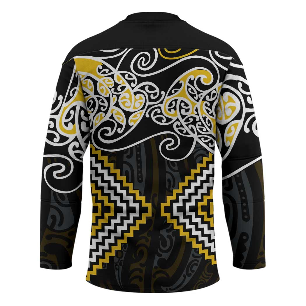 Gold Aotearoa Tukutuku Manawa Tapu Hockey Jersey Ta Moko Toi Maori - Aussie Hoodie