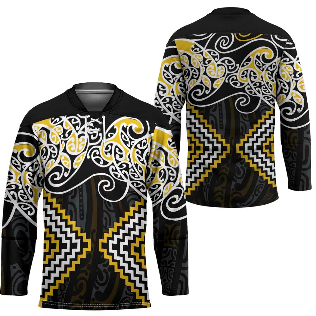 Gold Aotearoa Tukutuku Manawa Tapu Hockey Jersey Ta Moko Toi Maori - Aussie Hoodie