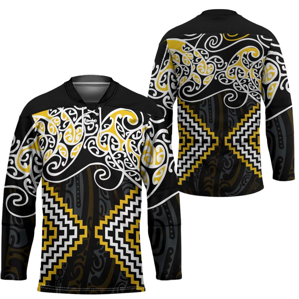 Gold Aotearoa Tukutuku Manawa Tapu Hockey Jersey Ta Moko Toi Maori - Aussie Hoodie