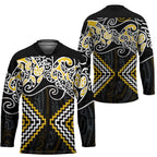 Gold Aotearoa Tukutuku Manawa Tapu Hockey Jersey Ta Moko Toi Maori - Aussie Hoodie