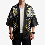 Gold Aotearoa Tukutuku Manawa Tapu Kimono Ta Moko Toi Maori - Aussie Hoodie