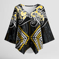 Gold Aotearoa Tukutuku Manawa Tapu Kimono Sleeve Blouse Ta Moko Toi Maori - Aussie Hoodie