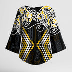 Gold Aotearoa Tukutuku Manawa Tapu Kimono Sleeve Blouse Ta Moko Toi Maori - Aussie Hoodie