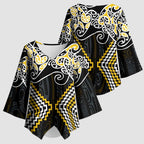 Gold Aotearoa Tukutuku Manawa Tapu Kimono Sleeve Blouse Ta Moko Toi Maori - Aussie Hoodie