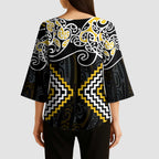 Gold Aotearoa Tukutuku Manawa Tapu Kimono Sleeve Blouse Ta Moko Toi Maori - Aussie Hoodie