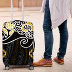 Gold Aotearoa Tukutuku Manawa Tapu Luggage Cover Ta Moko Toi Maori