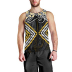 Gold Aotearoa Tukutuku Manawa Tapu Men Tank Top Ta Moko Toi Maori