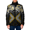 Gold Aotearoa Tukutuku Manawa Tapu Padded Jacket Ta Moko Toi Maori - Aussie Hoodie