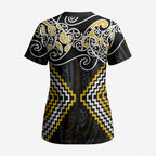 Gold Aotearoa Tukutuku Manawa Tapu Scrub Top Ta Moko Toi Maori - Aussie Hoodie