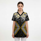 Gold Aotearoa Tukutuku Manawa Tapu Scrub Top Ta Moko Toi Maori - Aussie Hoodie