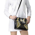 Gold Aotearoa Tukutuku Manawa Tapu Shoulder Handbag Ta Moko Toi Maori