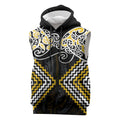 Gold Aotearoa Tukutuku Manawa Tapu Sleeveless Hoodie Ta Moko Toi Maori - Aussie Hoodie